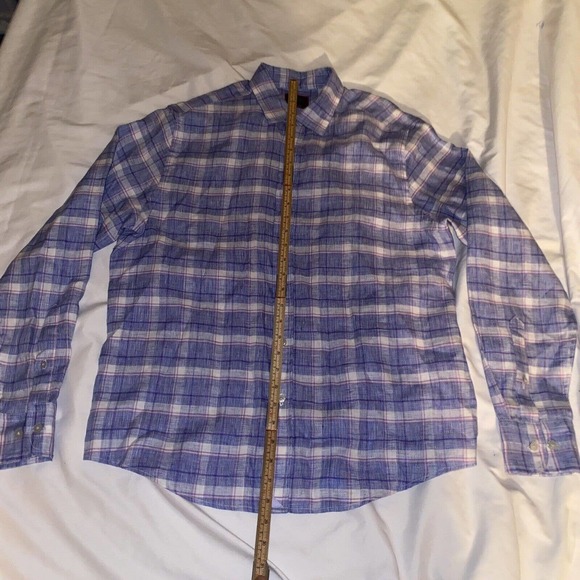 UNTUCKit Long Sleeve Button Shirt Men Size Medium 100% Linen Plaid Casual Preppy - Picture 5 of 10